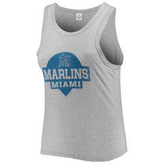 Miami Marlins Soft as a Grape Women's Plus Size High Neck Tri-Blend Tank Top - Gray Tanks