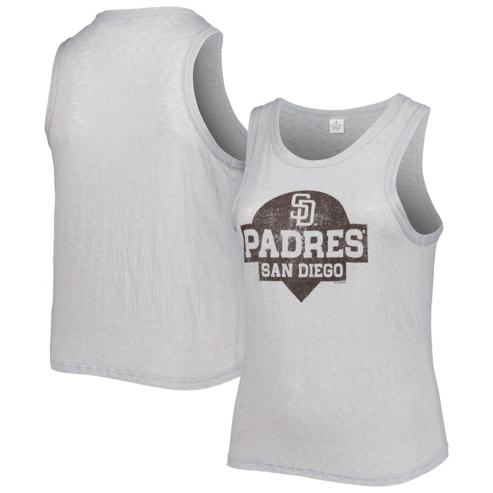 San Diego Padres Soft as a Grape Women's Plus Size High Neck Tri-Blend Tank Top - Gray Tanks