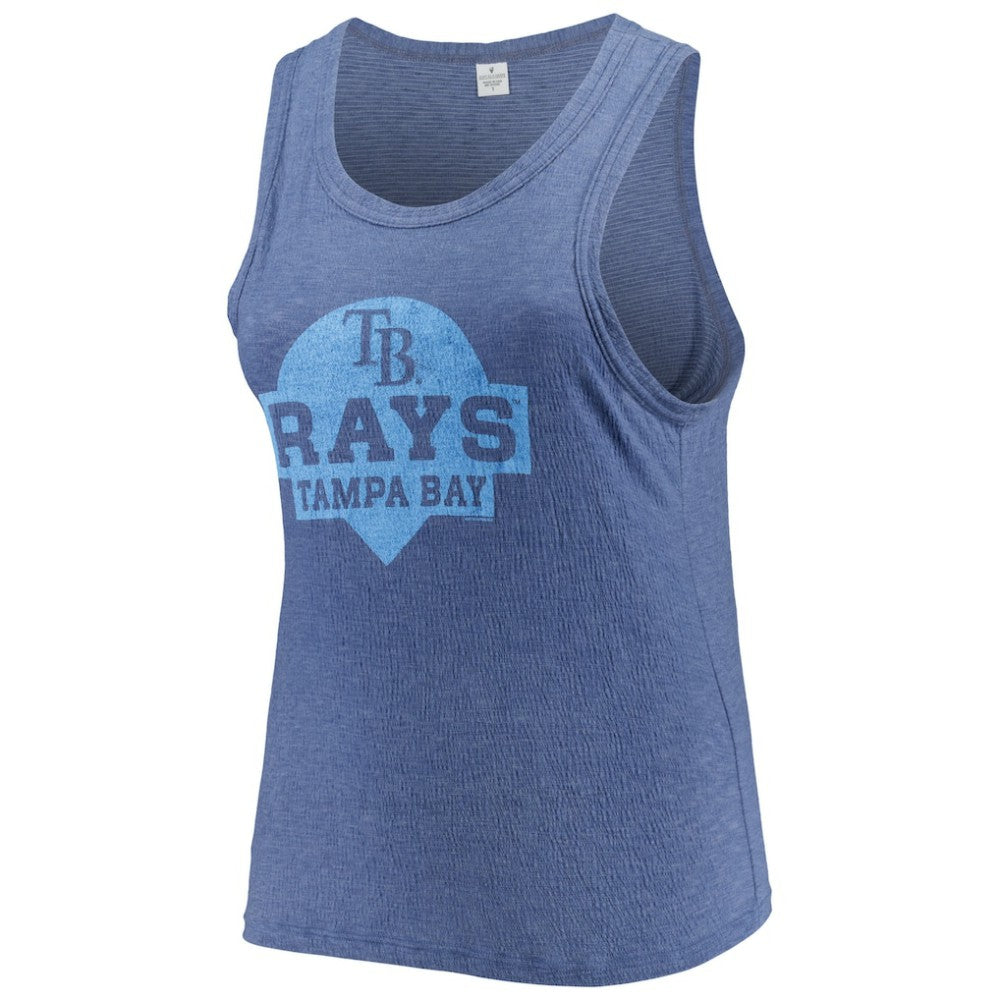 Tampa Bay Rays Soft as a Grape Women's Plus Size High Neck Tri-Blend Tank Top - Navy Tanks