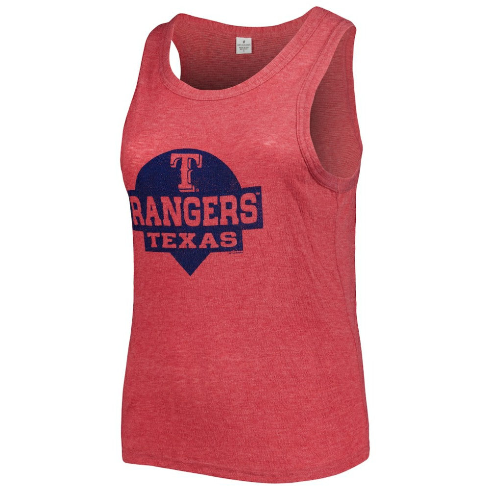 Texas Rangers Soft as a Grape Women's Plus Size High Neck Tri-Blend Tank Top - Red Tanks