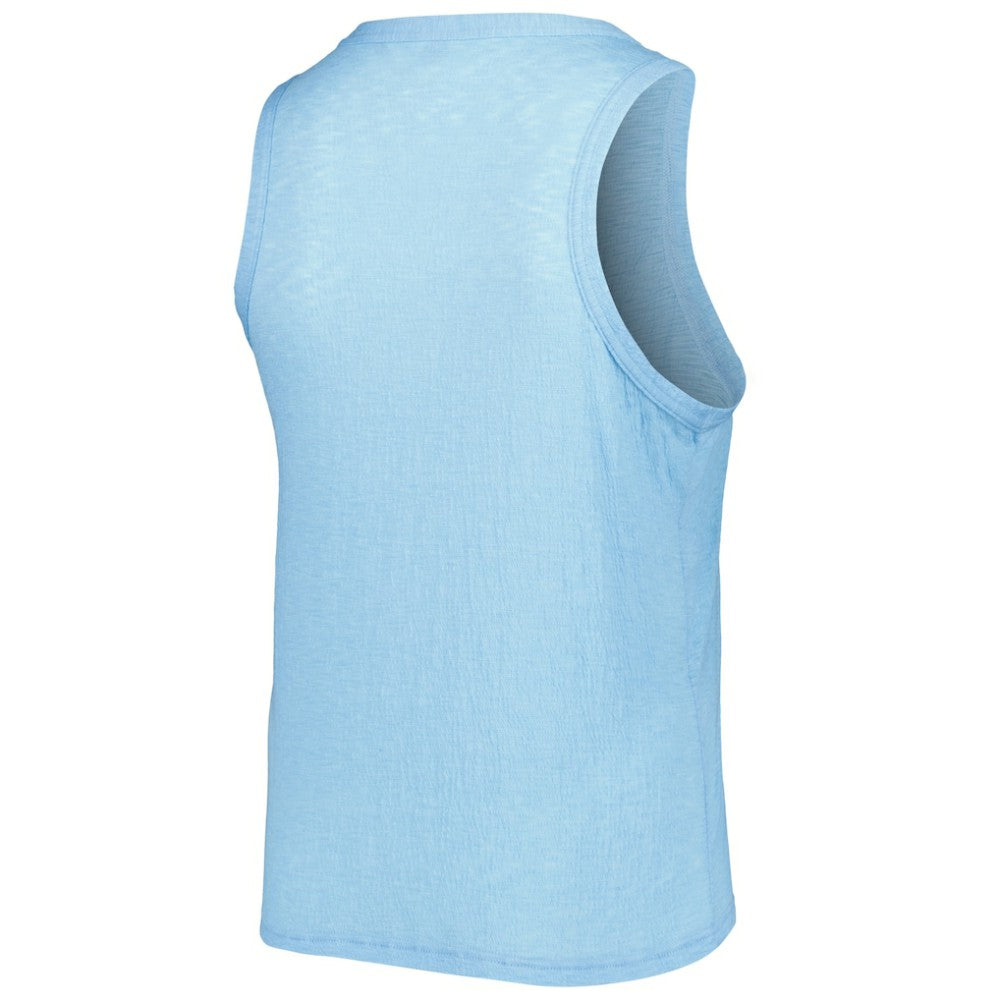 Texas Rangers Soft as a Grape Women's Plus Size High Neck Tri-Blend Tank Top - Royal Tanks