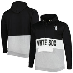 Chicago White Sox Big & Tall Fleece Half-Zip Hoodie - Black/White Hoodies