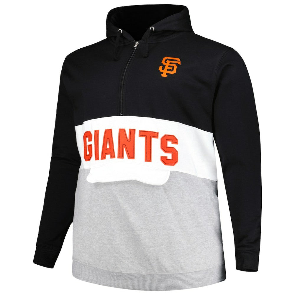 San Francisco Giants Big & Tall Fleece Half-Zip Hoodie - Black/White Hoodies