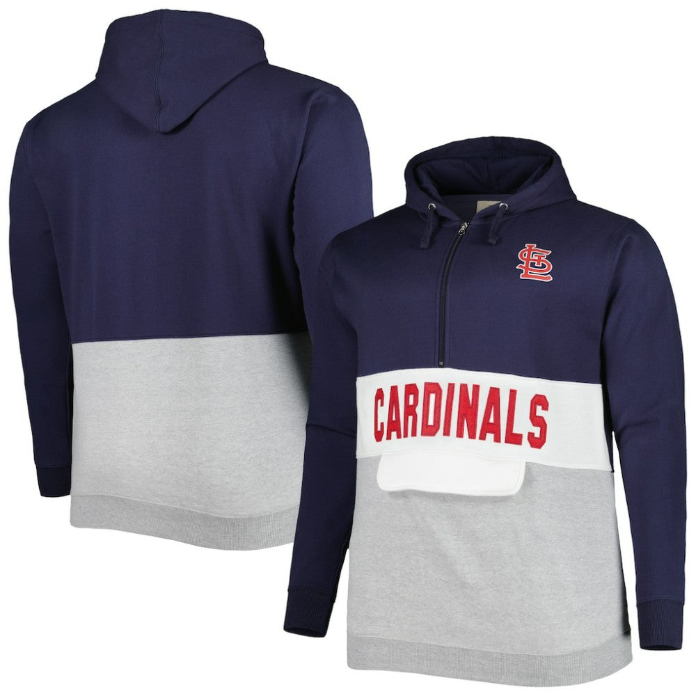 St. Louis Cardinals Big & Tall Fleece Half-Zip Hoodie - Navy/White Hoodies