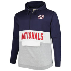 Washington Nationals Big & Tall Fleece Half-Zip Hoodie - Navy/White Hoodies