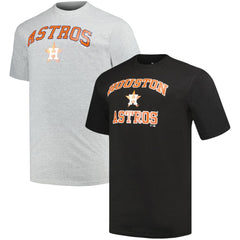 Houston Astros Profile Big & Tall T-Shirt Combo Pack - Black/Heather Gray T-shirts