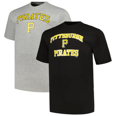 Pittsburgh Pirates Profile Big & Tall T-Shirt Combo Pack - Black/Heather Gray T-shirts