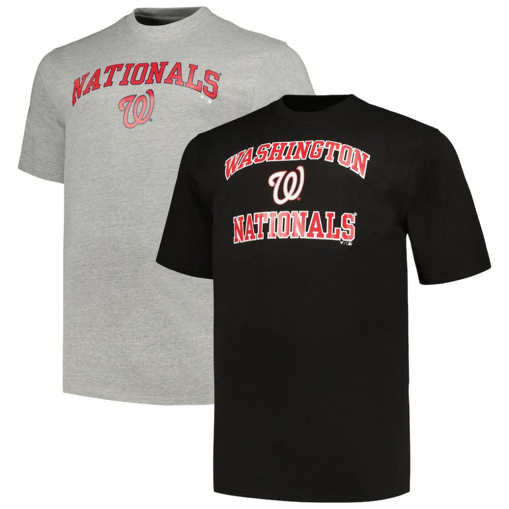 Washington Nationals Profile Big & Tall T-Shirt Combo Pack - Black/Heather Gray T-shirts