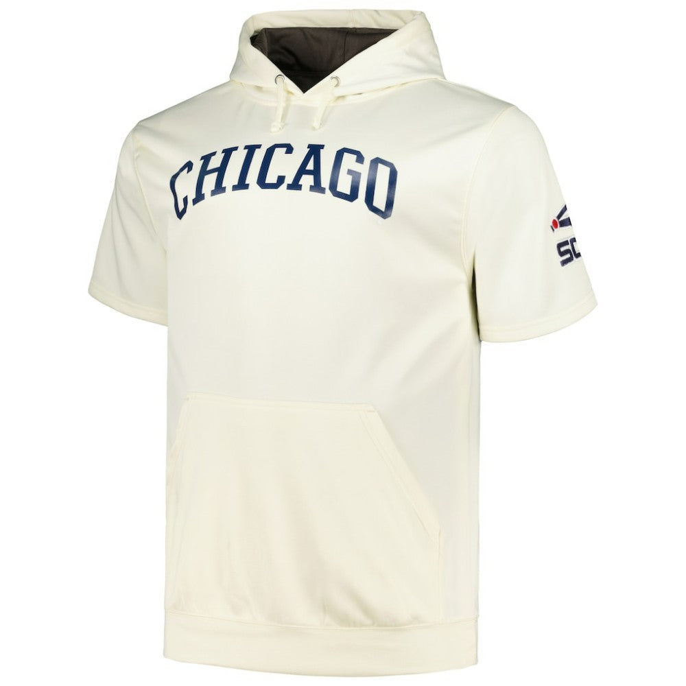 Chicago White Sox Profile Big & Tall Contrast Short Sleeve Pullover Hoodie - Oatmeal Hoodies