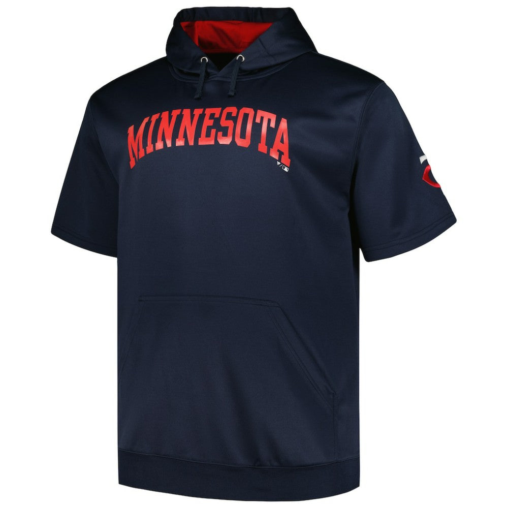 Minnesota Twins Profile Big & Tall Contrast Short Sleeve Pullover Hoodie - Navy Hoodies