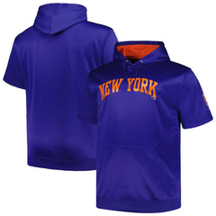New York Mets Profile Big & Tall Contrast Short Sleeve Pullover Hoodie - Royal Hoodies