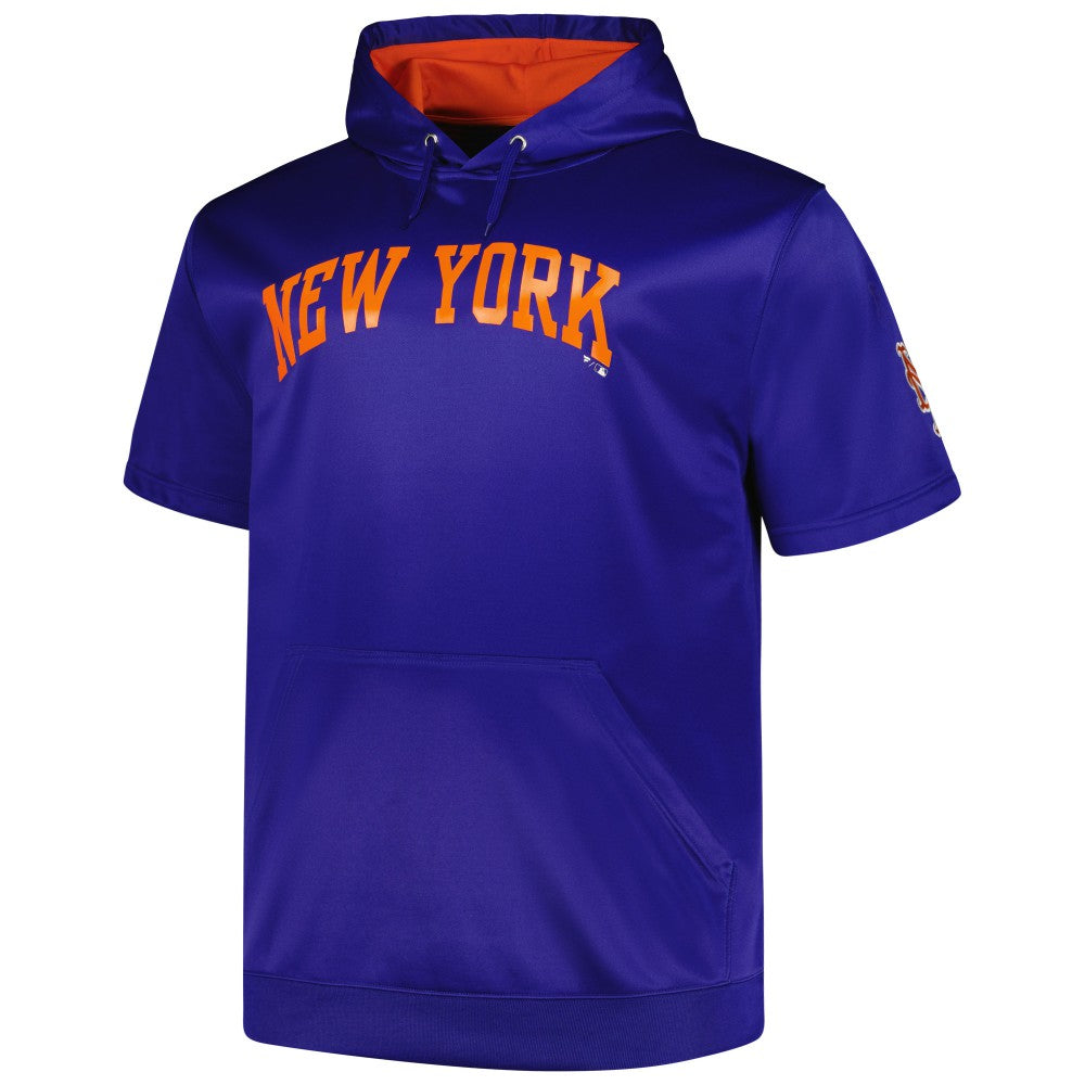 New York Mets Profile Big & Tall Contrast Short Sleeve Pullover Hoodie - Royal Hoodies