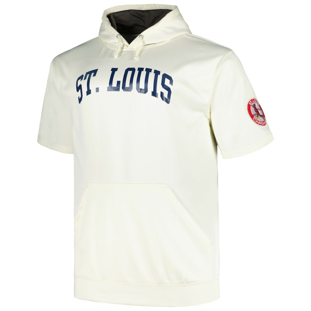 St. Louis Cardinals Profile Big & Tall Contrast Short Sleeve Pullover Hoodie - Oatmeal Hoodies