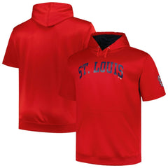 St. Louis Cardinals Profile Big & Tall Contrast Short Sleeve Pullover Hoodie - Red Hoodies