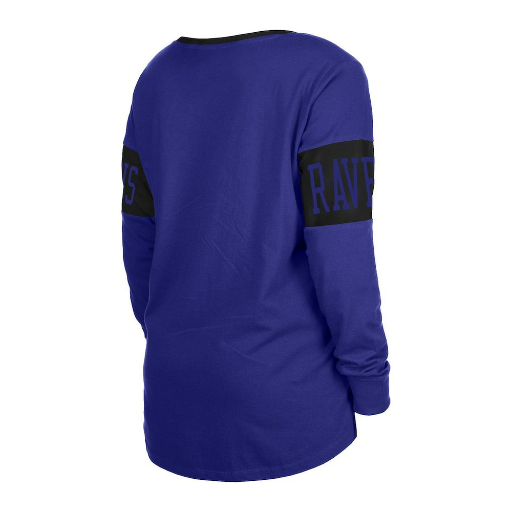 Baltimore Ravens New Era Women's Lace-Up Notch Neck Long Sleeve T-Shirt - Black T-shirts