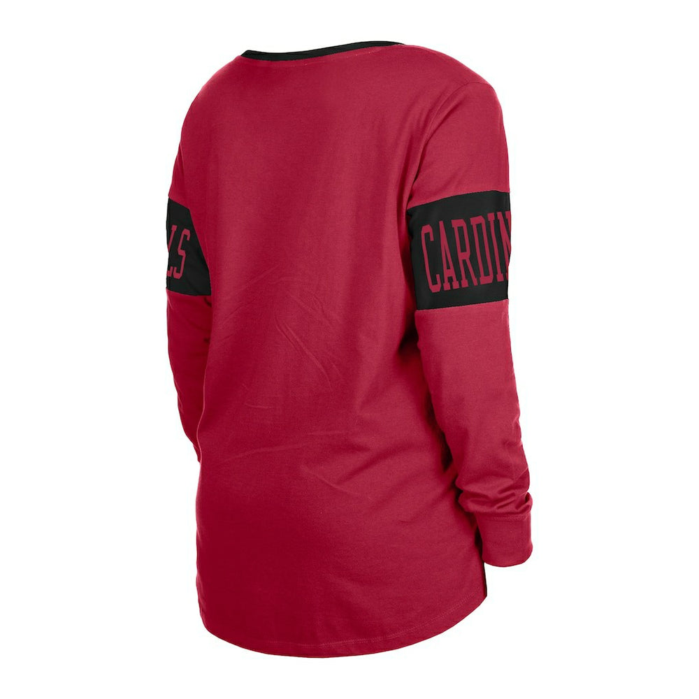 Arizona Cardinals New Era Women's Lace-Up Notch Neck Long Sleeve T-Shirt - Cardinal T-shirts