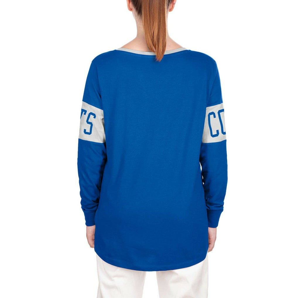 Indianapolis Colts New Era Women's Lace-Up Notch Neck Long Sleeve T-Shirt - Blue T-shirts