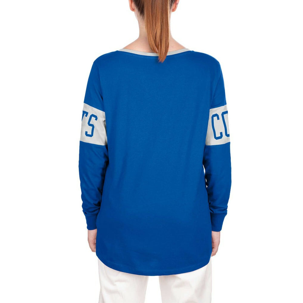 Indianapolis Colts New Era Women's Lace-Up Notch Neck Long Sleeve T-Shirt - Blue T-shirts
