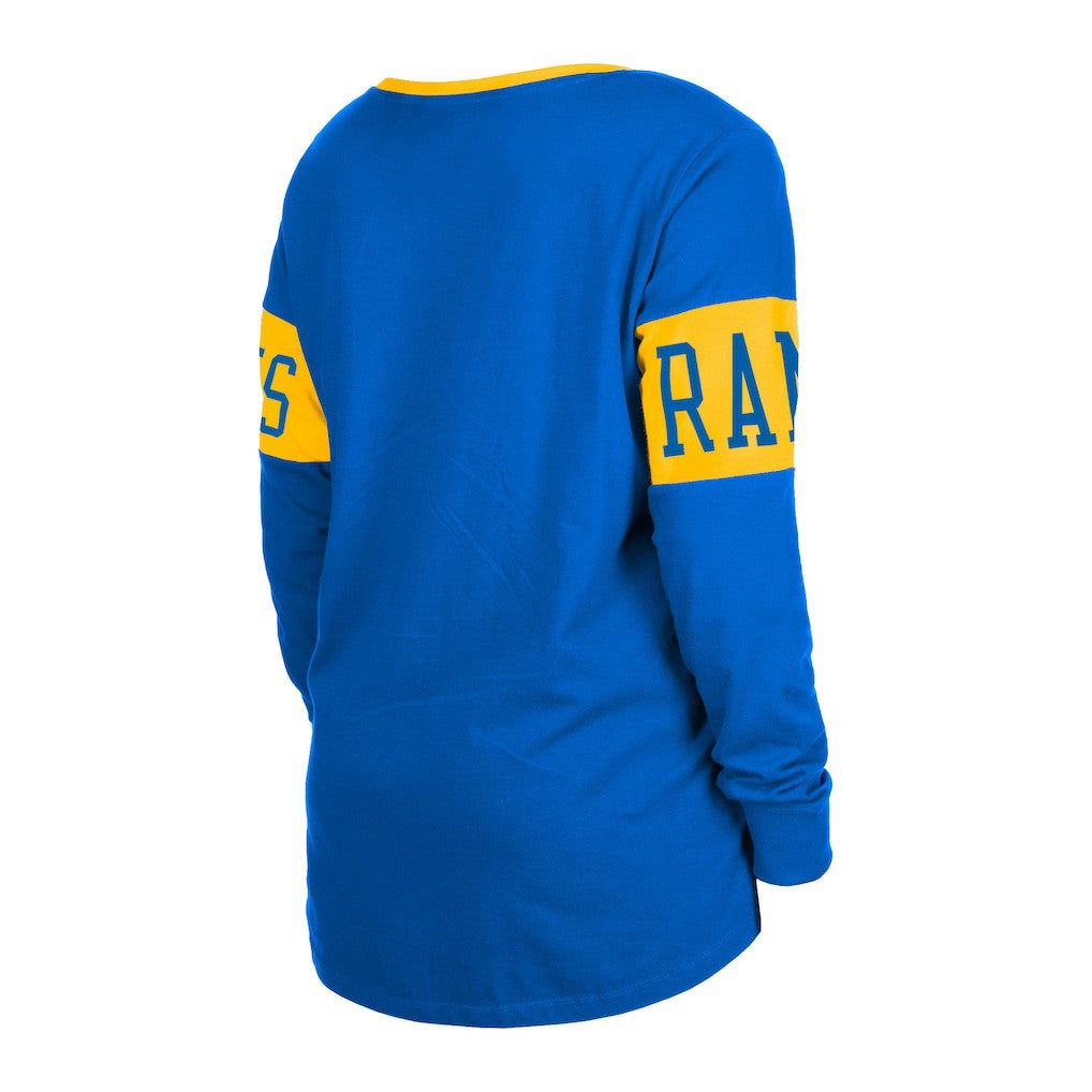 Los Angeles Rams New Era Women's Lace-Up Notch Neck Long Sleeve T-Shirt - Royal T-shirts