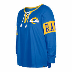 Los Angeles Rams New Era Women's Plus Size Lace-Up Notch Neck Long Sleeve T-Shirt - Royal T-shirts