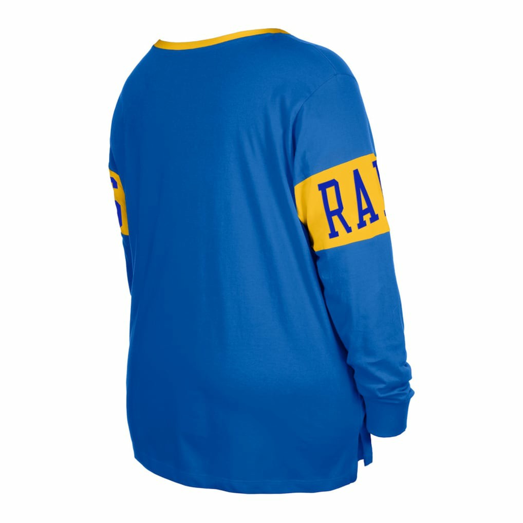 Los Angeles Rams New Era Women's Plus Size Lace-Up Notch Neck Long Sleeve T-Shirt - Royal T-shirts
