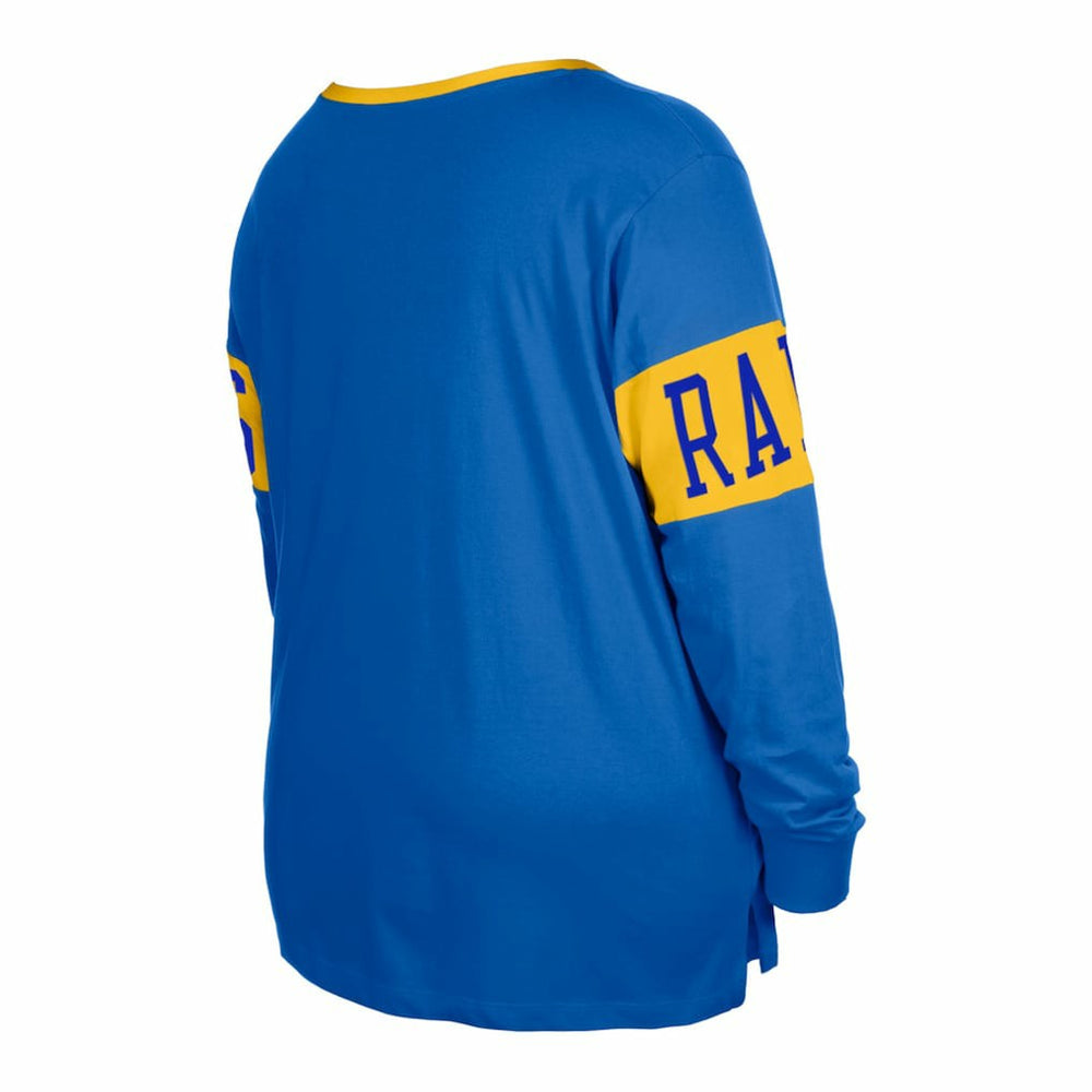 Los Angeles Rams New Era Women's Plus Size Lace-Up Notch Neck Long Sleeve T-Shirt - Royal T-shirts
