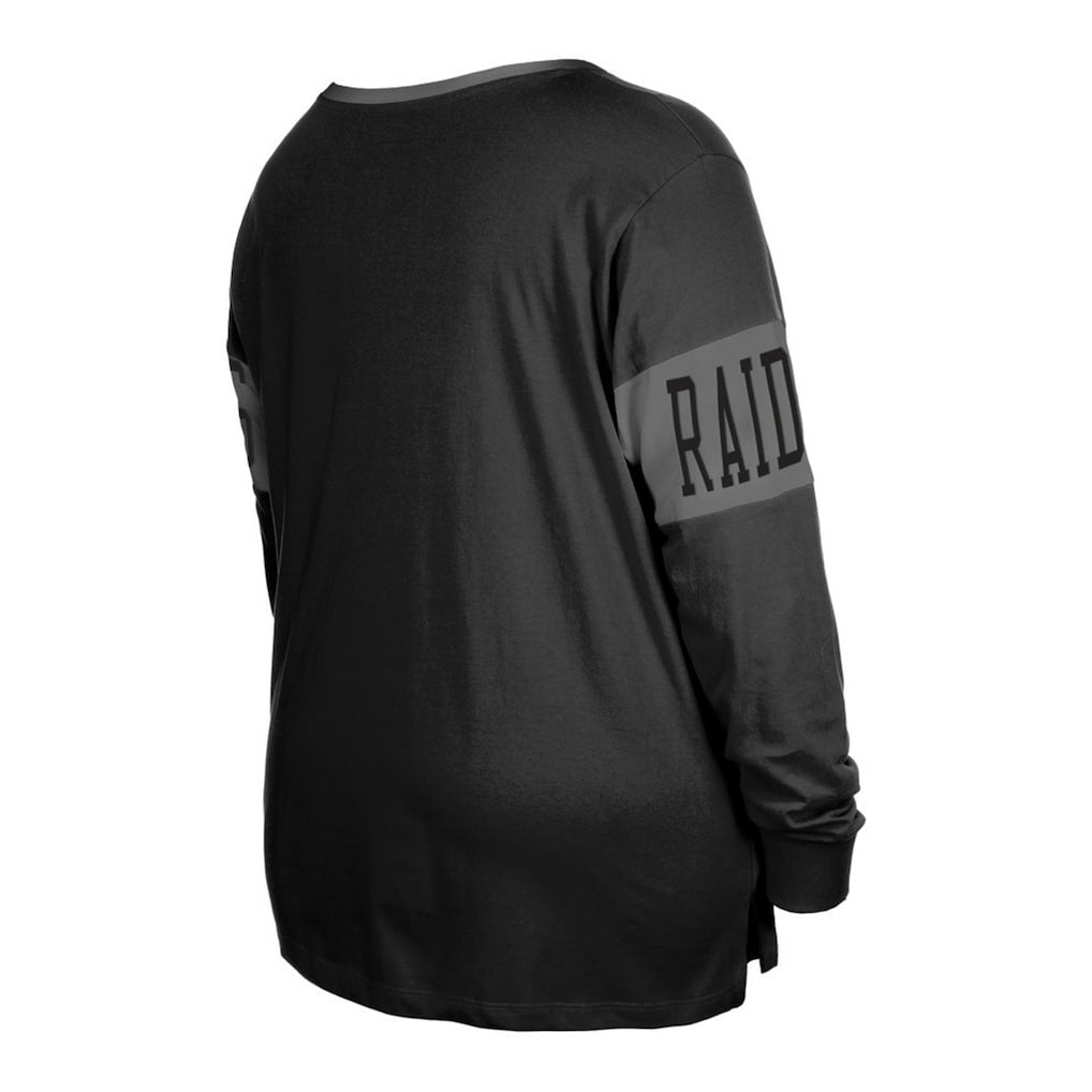 Las Vegas Raiders New Era Women's Plus Size Lace-Up Notch Neck Long Sleeve T-Shirt - Black T-shirts