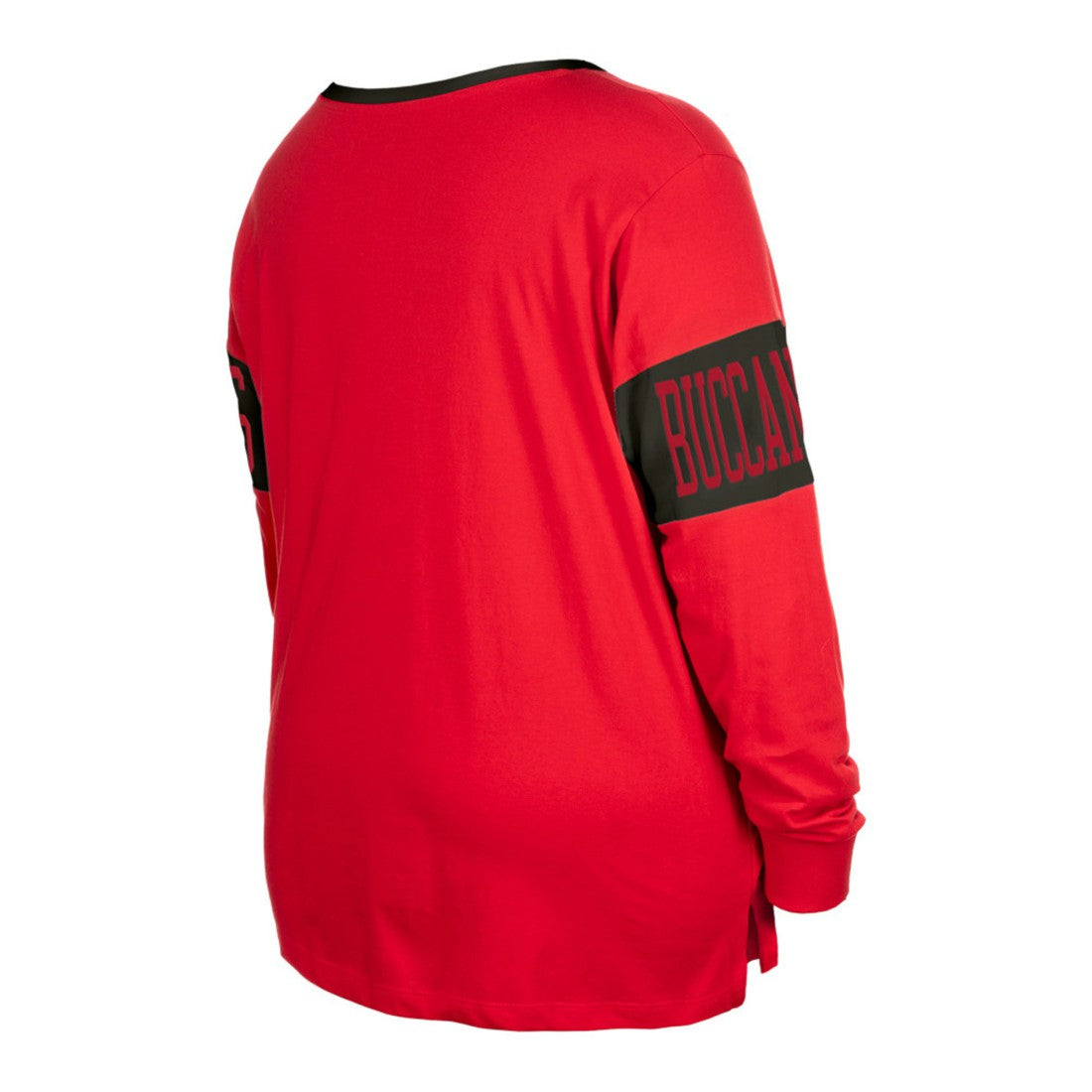 Tampa Bay Buccaneers New Era Women's Plus Size Lace-Up Notch Neck Long Sleeve T-Shirt - Red T-shirts