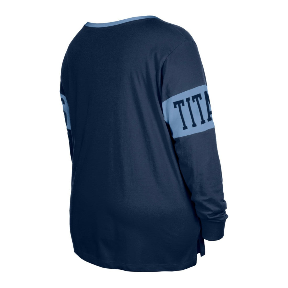 Tennessee Titans New Era Women's Plus Size Lace-Up Notch Neck Long Sleeve T-Shirt - Navy T-shirts
