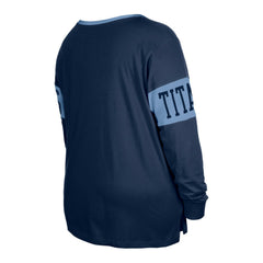 Tennessee Titans New Era Women's Plus Size Lace-Up Notch Neck Long Sleeve T-Shirt - Navy T-shirts