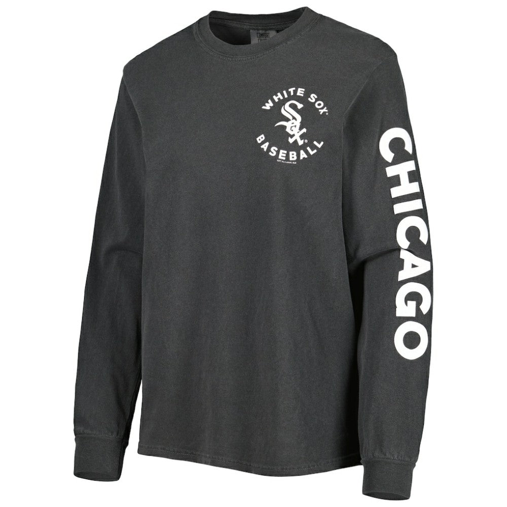 Chicago White Sox Soft as a Grape Women's Team Pigment Dye Long Sleeve T-Shirt - Black T-shirts