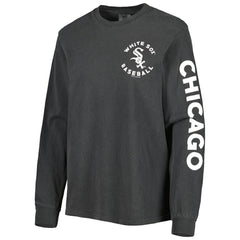 Chicago White Sox Soft as a Grape Women's Team Pigment Dye Long Sleeve T-Shirt - Black T-shirts