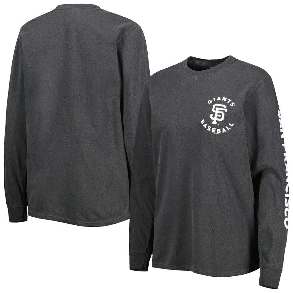 San Francisco Giants Soft as a Grape Women's Team Pigment Dye Long Sleeve T-Shirt - Black T-shirts