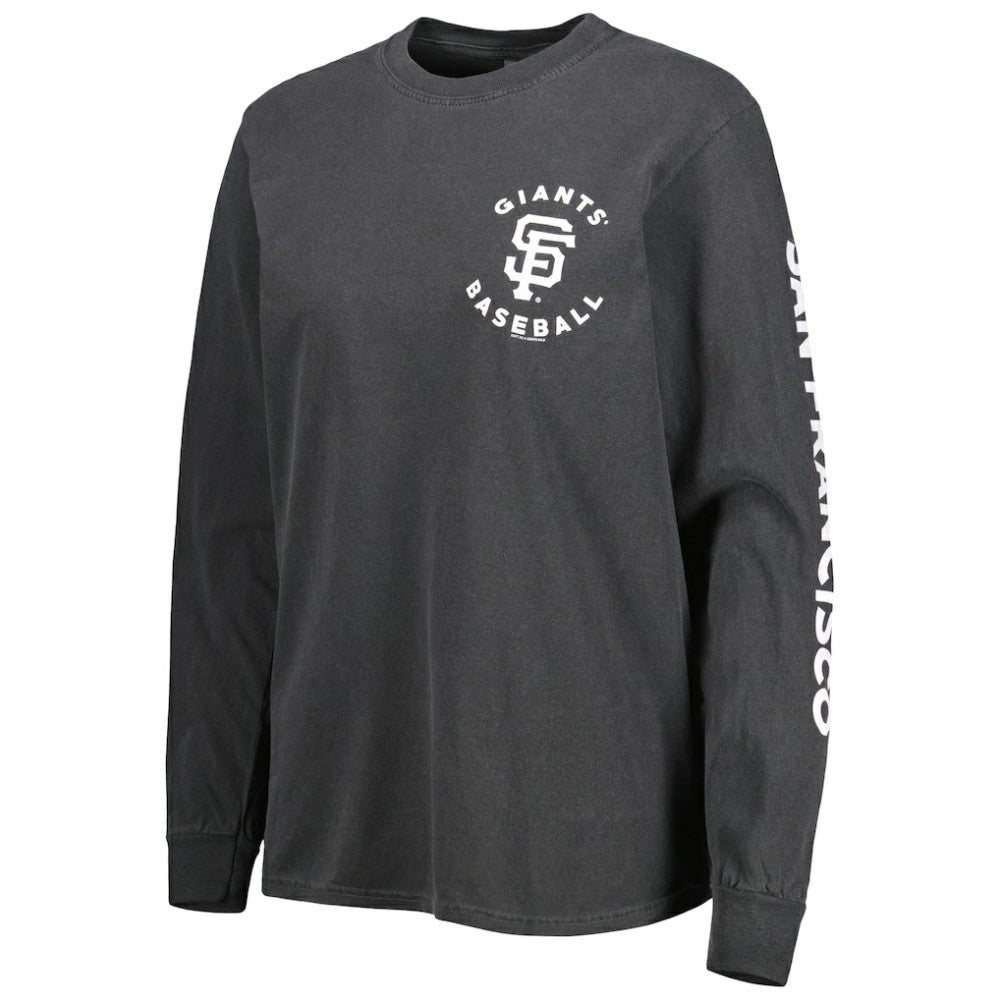 San Francisco Giants Soft as a Grape Women's Team Pigment Dye Long Sleeve T-Shirt - Black T-shirts