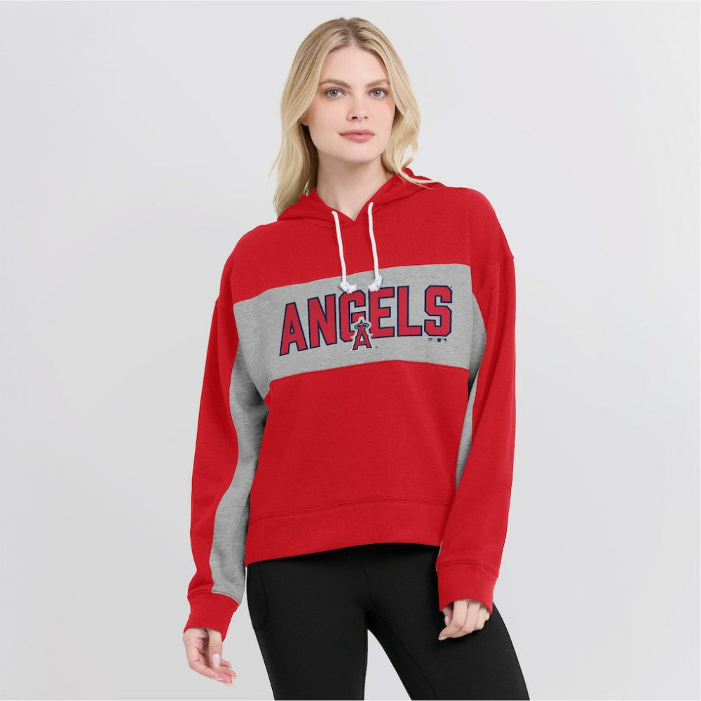 Los Angeles Angels Fanatics Women's Filled Stat Sheet Pullover Hoodie - Red Hoodies