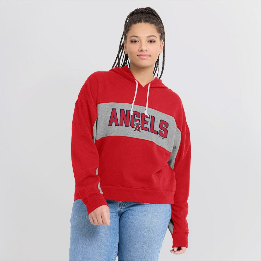 Los Angeles Angels Fanatics Women's Filled Stat Sheet Pullover Hoodie - Red Hoodies