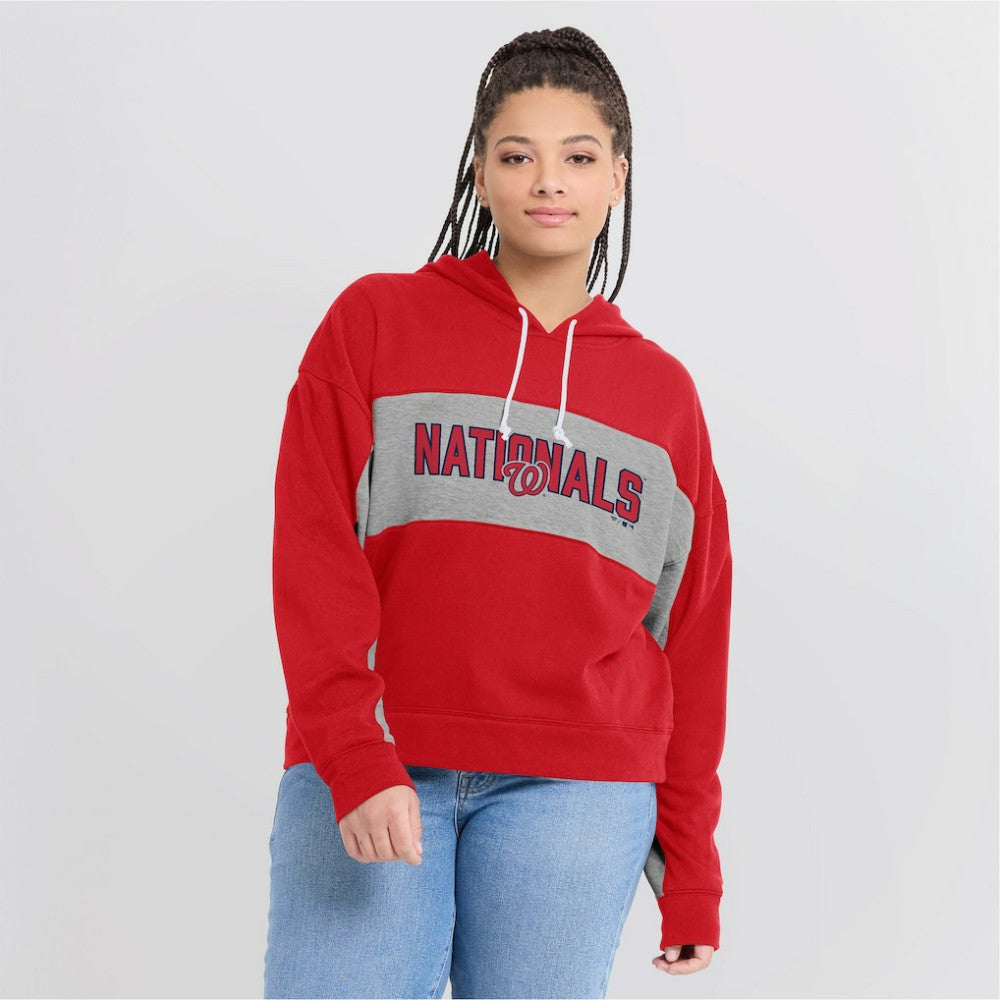 Washington Nationals Fanatics Women's Filled Stat Sheet Pullover Hoodie - Red Hoodies