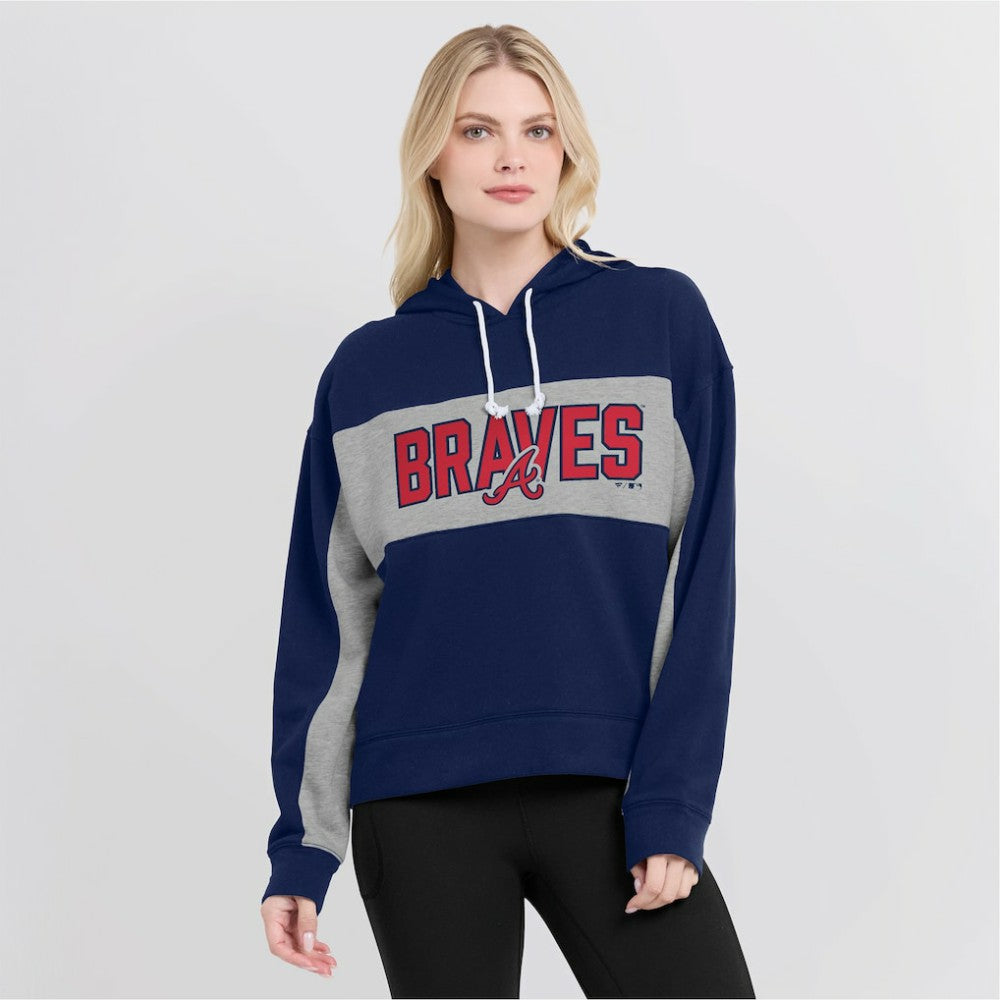 Atlanta Braves Fanatics Women's Filled Stat Sheet Pullover Hoodie - Navy Hoodies