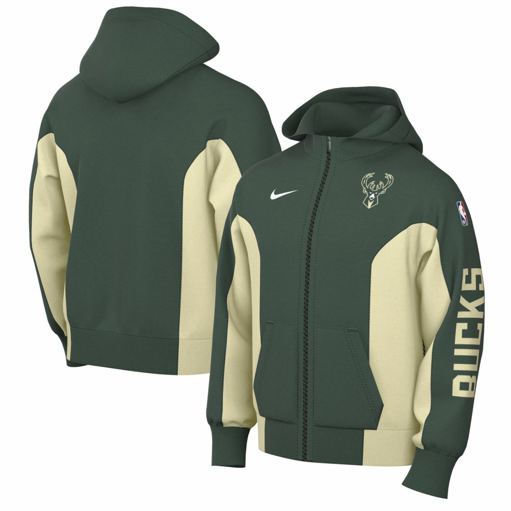 Milwaukee Bucks 2023/24 Authentic Showtime Full-Zip Hoodie Hunter Green - Nike