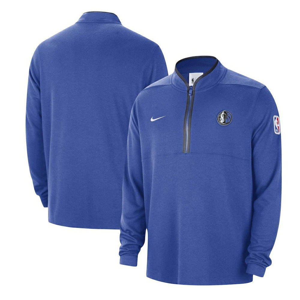 Dallas Mavericks Authentic Performance Half-Zip Jacket Blue - Nike