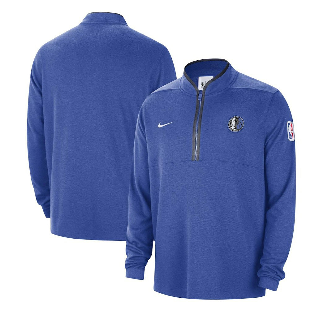 Dallas Mavericks Authentic Performance Half-Zip Jacket Blue - Nike