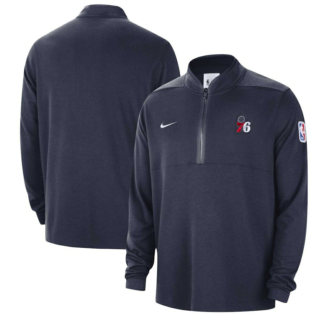 Philadelphia 76ers Authentic Performance Half-Zip Jacket Navy - Nike outlet