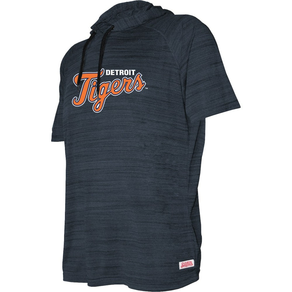 Detroit Tigers Stitches Youth Raglan Short Sleeve Pullover Hoodie - Heather Navy Hoodies