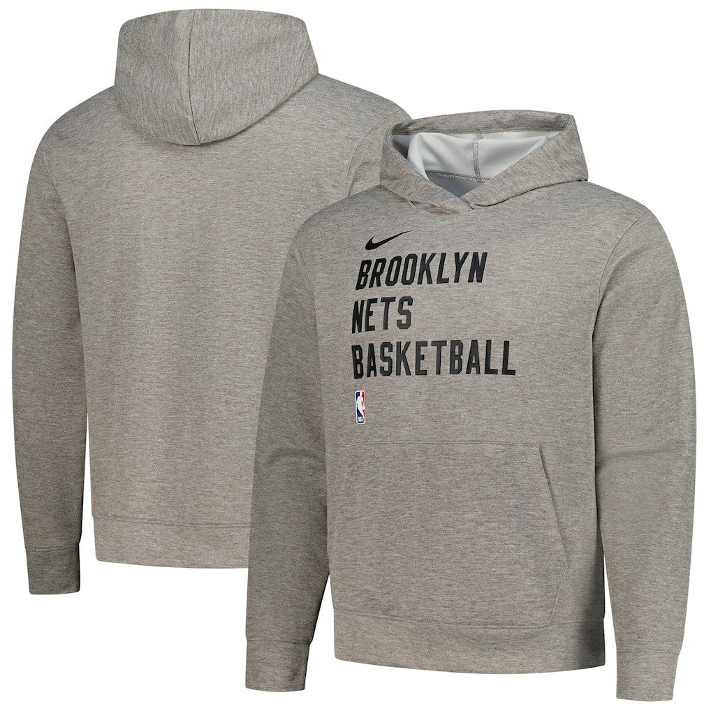 Brooklyn Nets Unisex 2023/24 Performance Spotlight On-Court Practice Pullover Hoodie Heather Gray - Nike