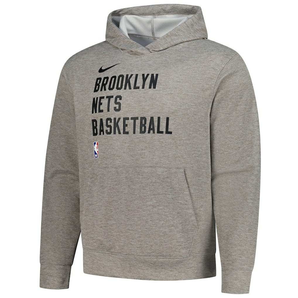 Brooklyn Nets Unisex 2023/24 Performance Spotlight On-Court Practice Pullover Hoodie Heather Gray - Nike