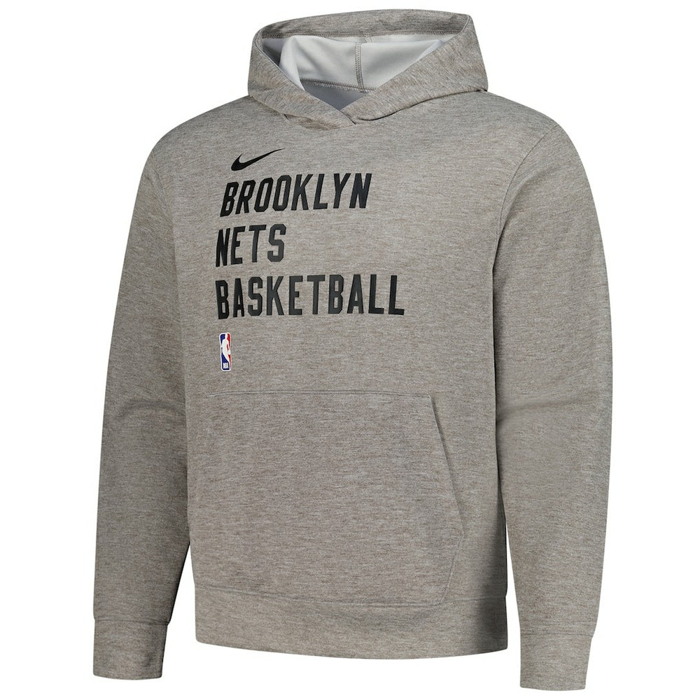 Brooklyn Nets Unisex 2023/24 Performance Spotlight On-Court Practice Pullover Hoodie Heather Gray - Nike
