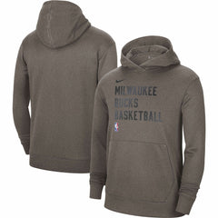 Milwaukee Bucks Unisex 2023/24 Performance Spotlight On-Court Practice Pullover Hoodie Olive - Nike