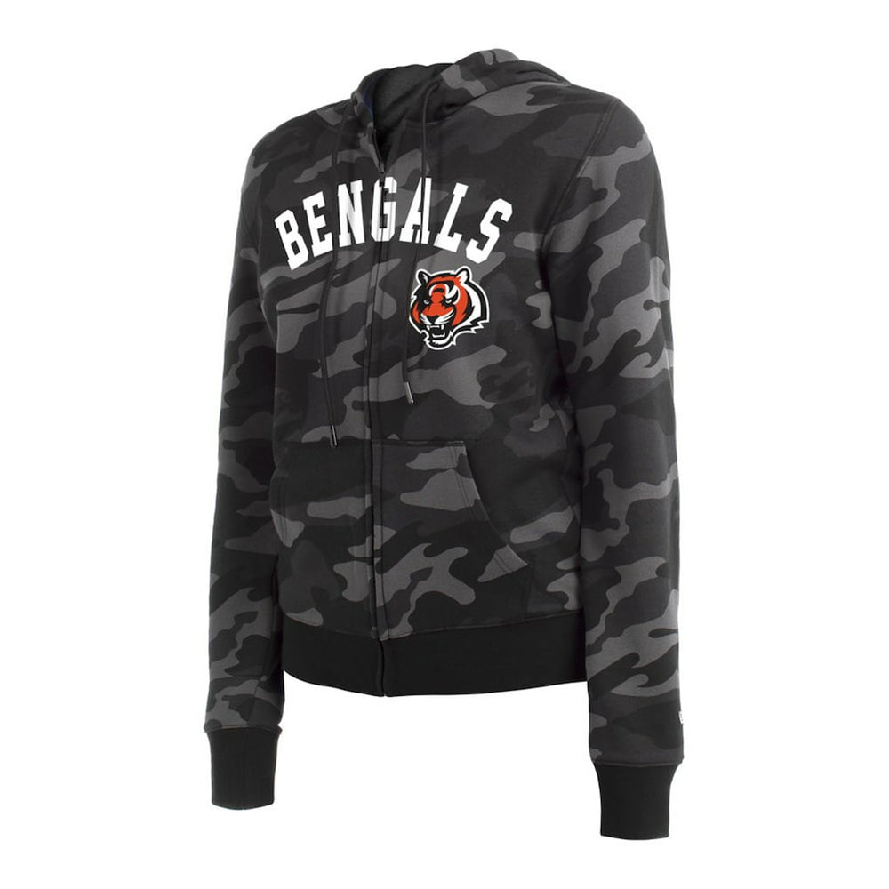 Cincinnati Bengals New Era Women's Camo Full-Zip Hoodie - Black Hoodies