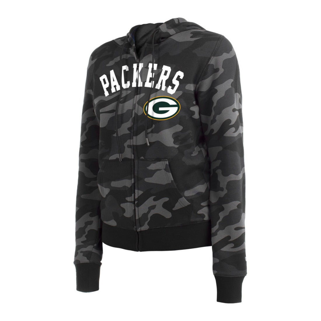 Green Bay Packers New Era Women's Camo Full-Zip Hoodie - Black Hoodies
