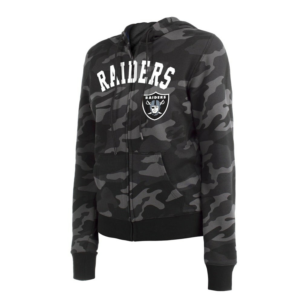 Las Vegas Raiders New Era Women's Camo Full-Zip Hoodie - Black Hoodies